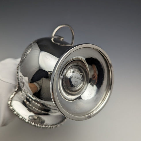 英国アンティーク シルバープレート製 シュガーボウル スコップ付き